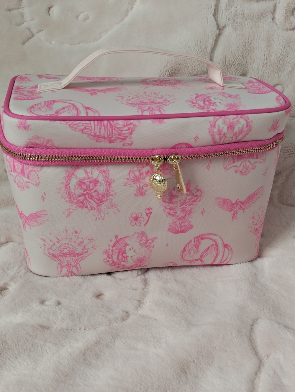 Wicked X Katie Kime Hot Pink Large Travel Toiletry / Makeup Bag w/ Mirror